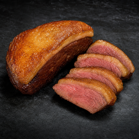 Picanha Angus cozinhada fatiada com capa de gordura