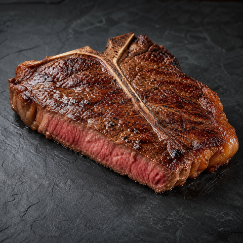 T Bone cozinhado com osso em superfície escura
